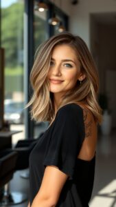 Coupe dégradé effilé mi-long femme